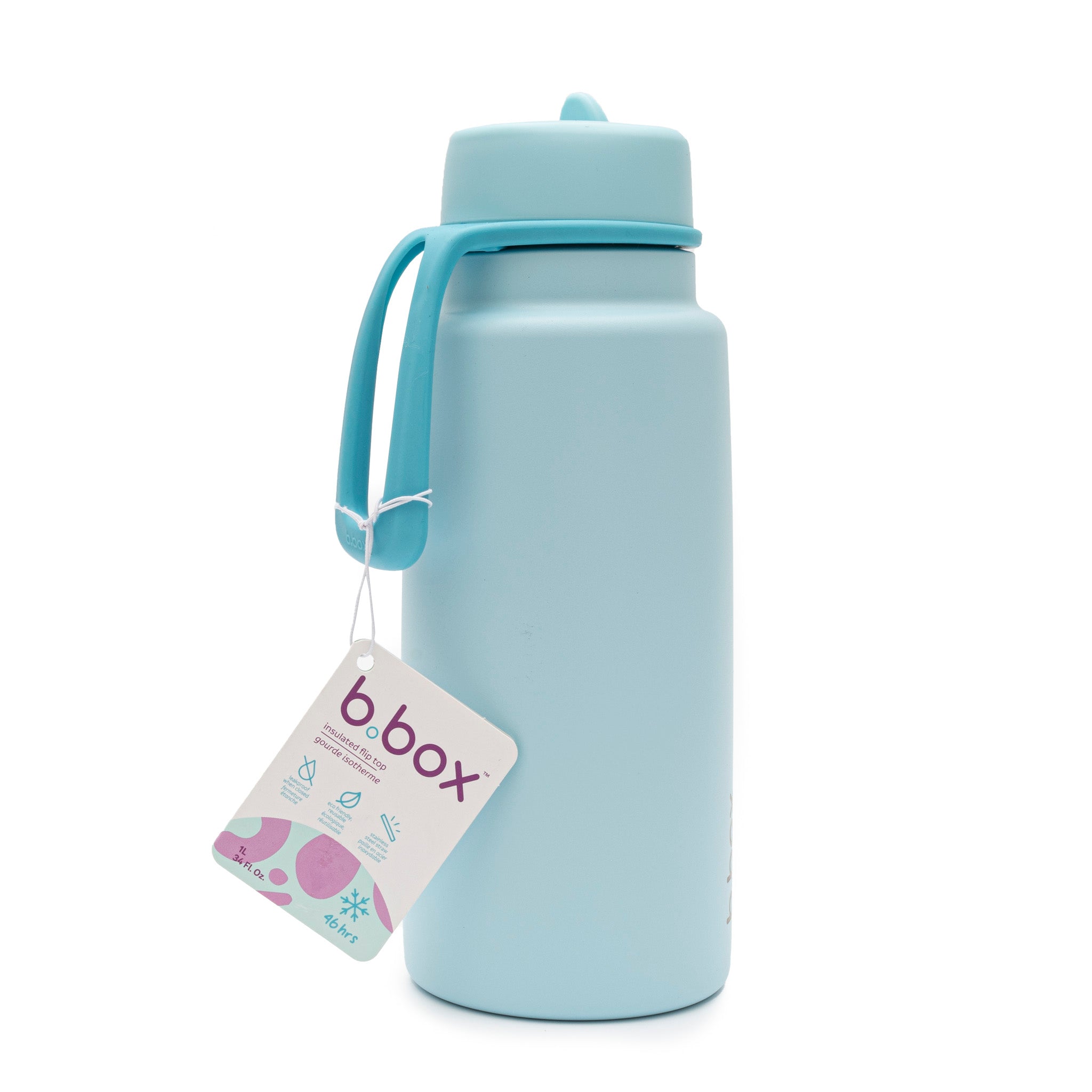 タグのついたフリップトップボトル 1L(ステンレス製水筒)- lagoon