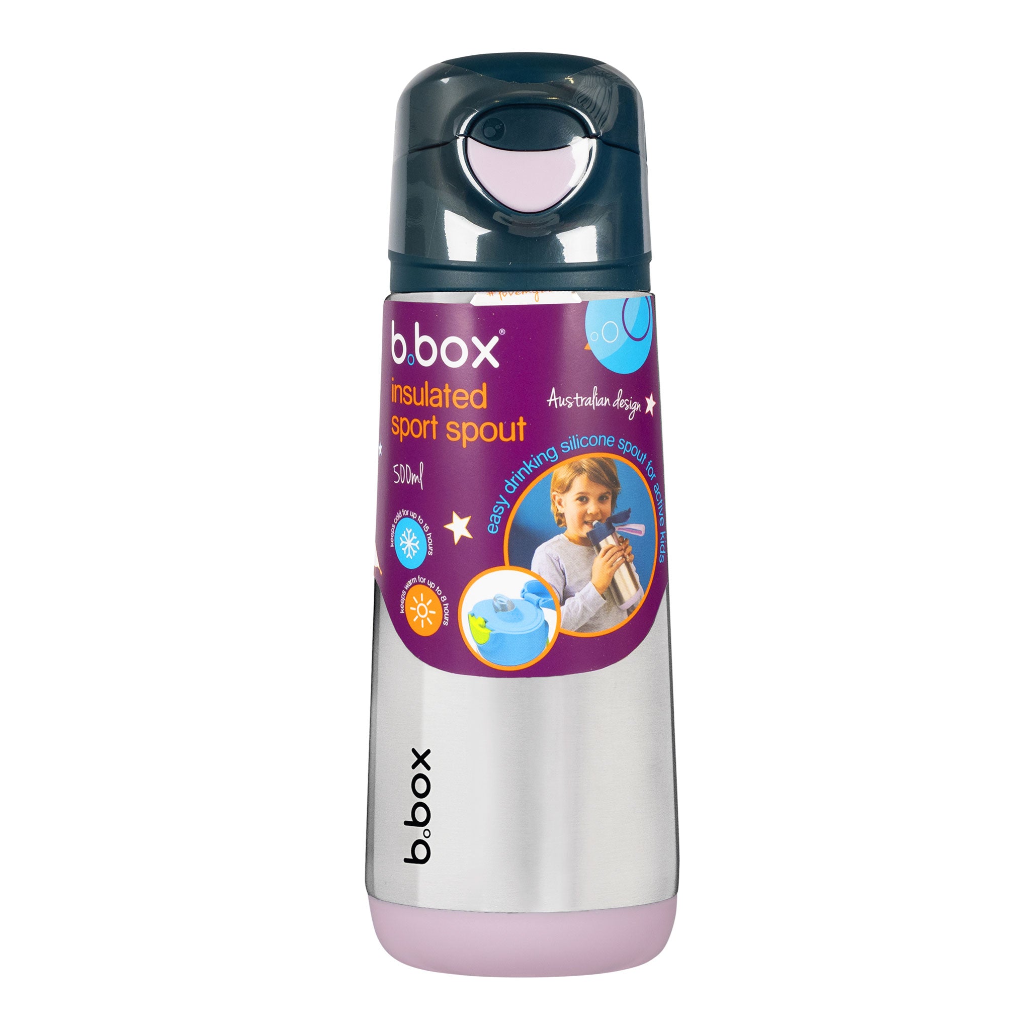 Insulated sport spout bottle 500ml indigorosetのパッケージ