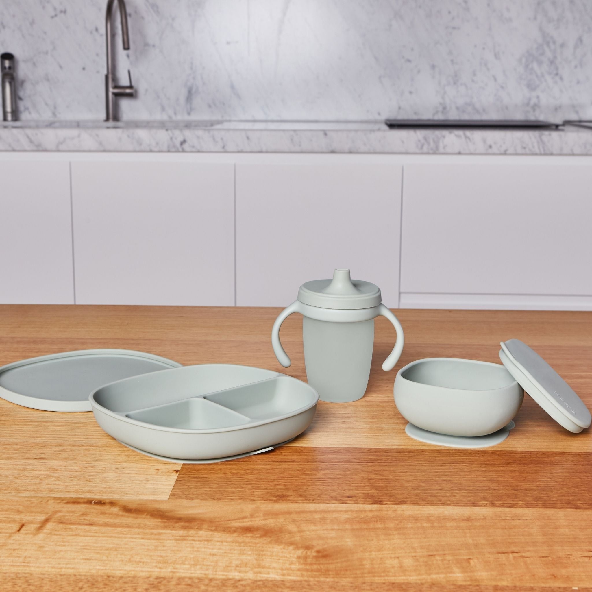 シリコンボウル+リッド(蓋・吸盤付きボウル)/Silicone Bowl+Lid - sage