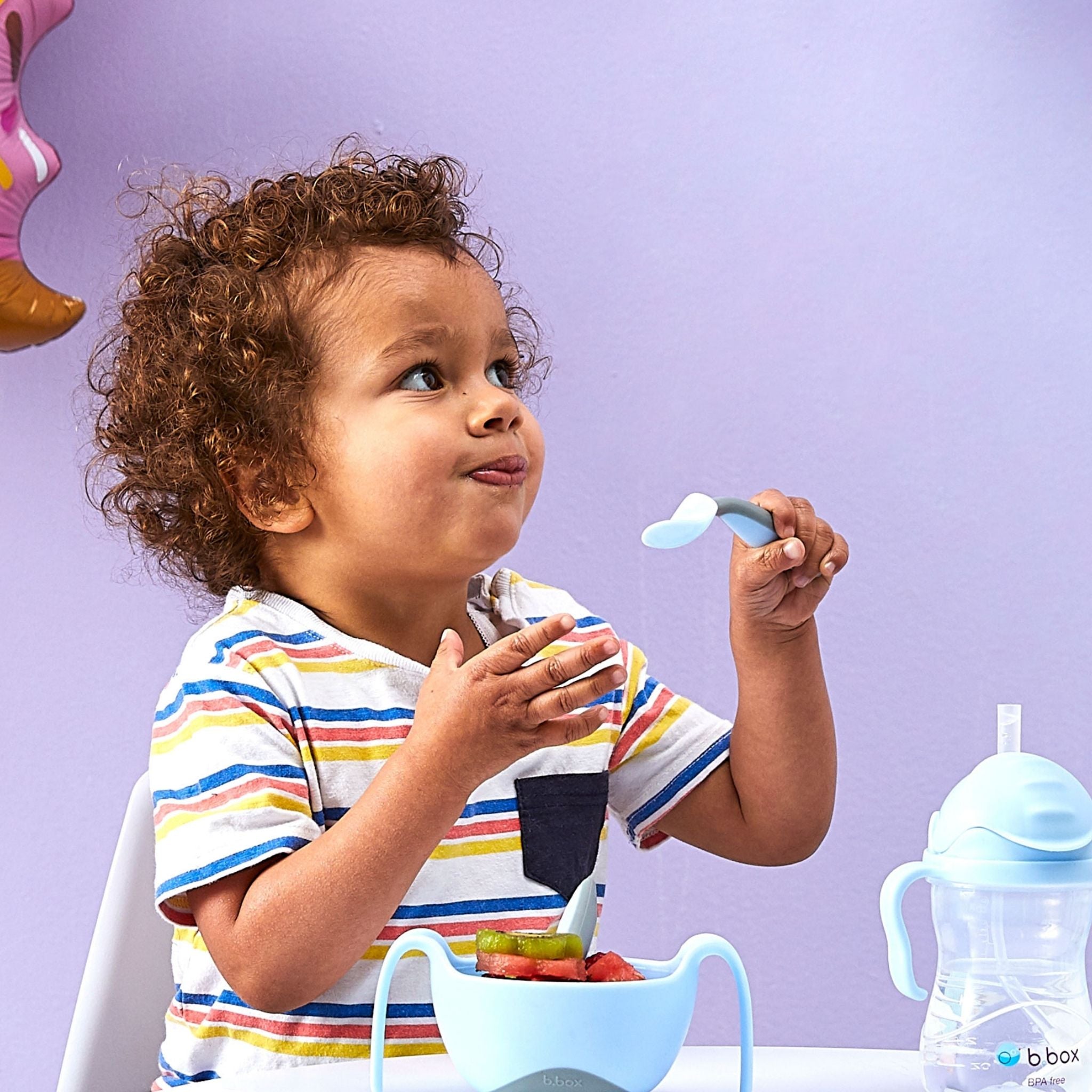 左利き対応の赤ちゃん用カトラリーセット 離乳食初期 離乳食中期に ビーボックスのカトラリー bubblegum