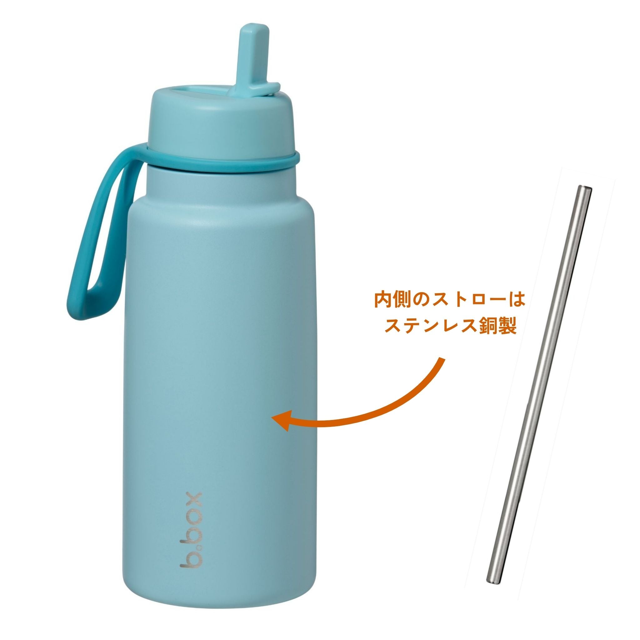 フリップトップボトル 1L(ステンレス製水筒)- lagoonの内側のスイトローはステンレス銅製