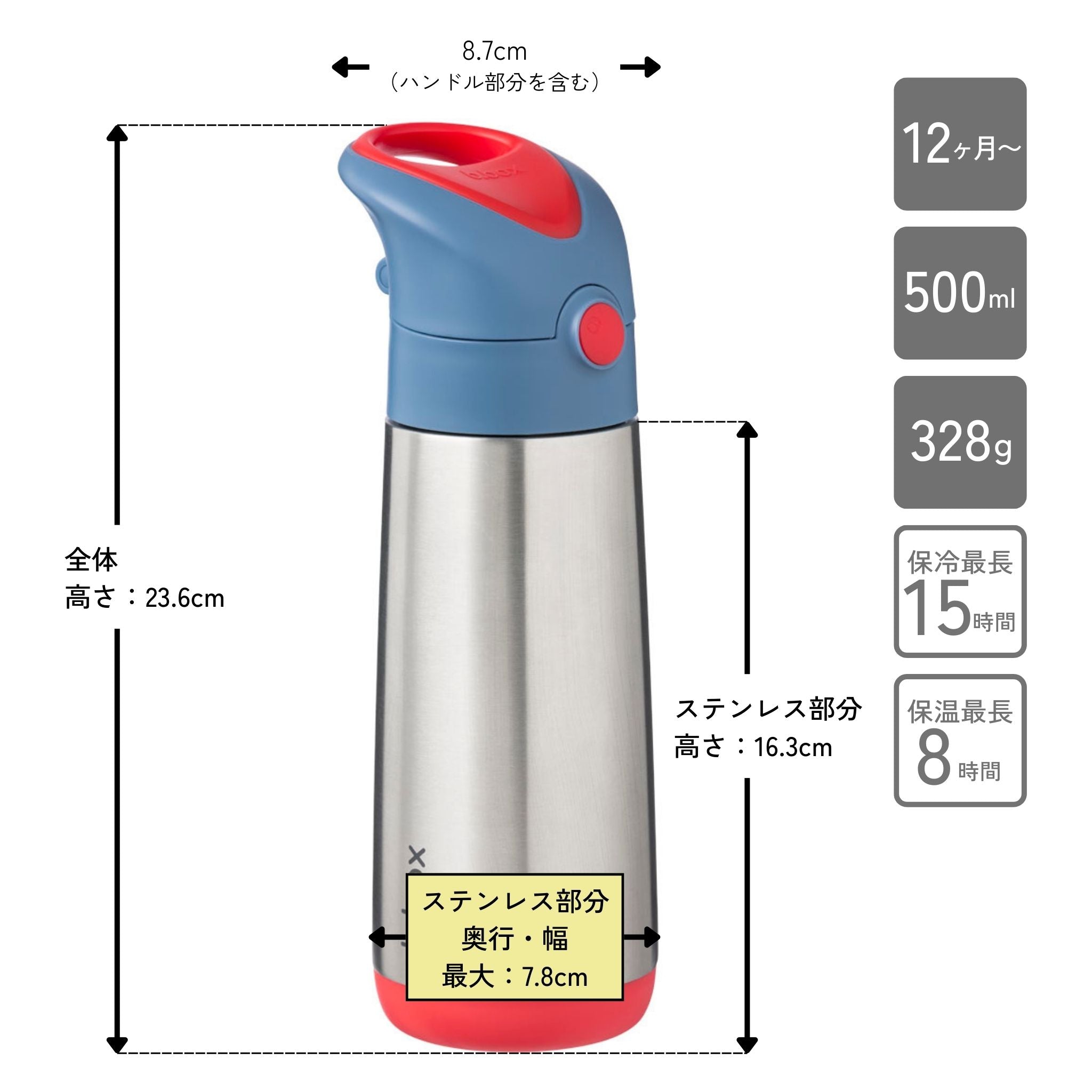 ステンレスドリンクボトル 500ml(ステンレス製水筒)/Insulated drink bottle 500ml - blue blaze