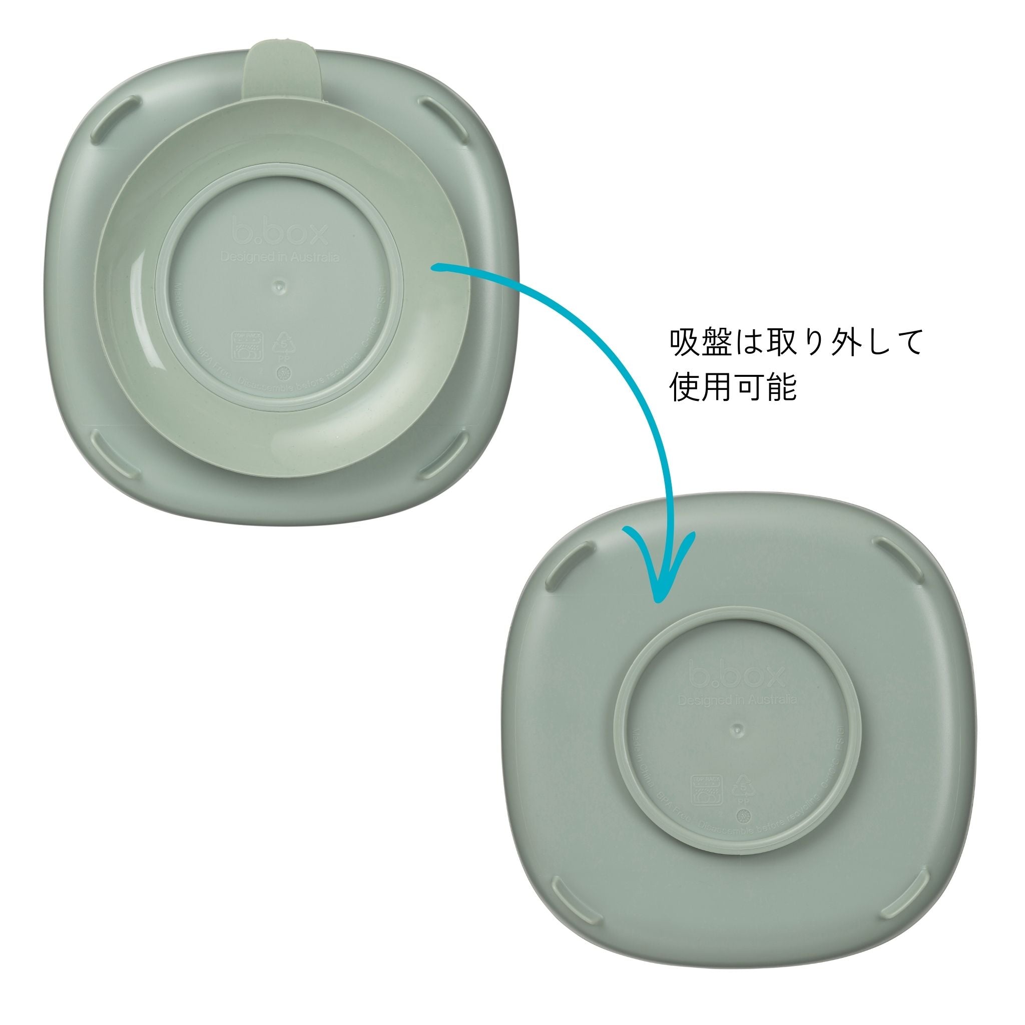 2 in 1サクションプレート(吸盤付き食器)/2 in 1 Suction Plate - sage