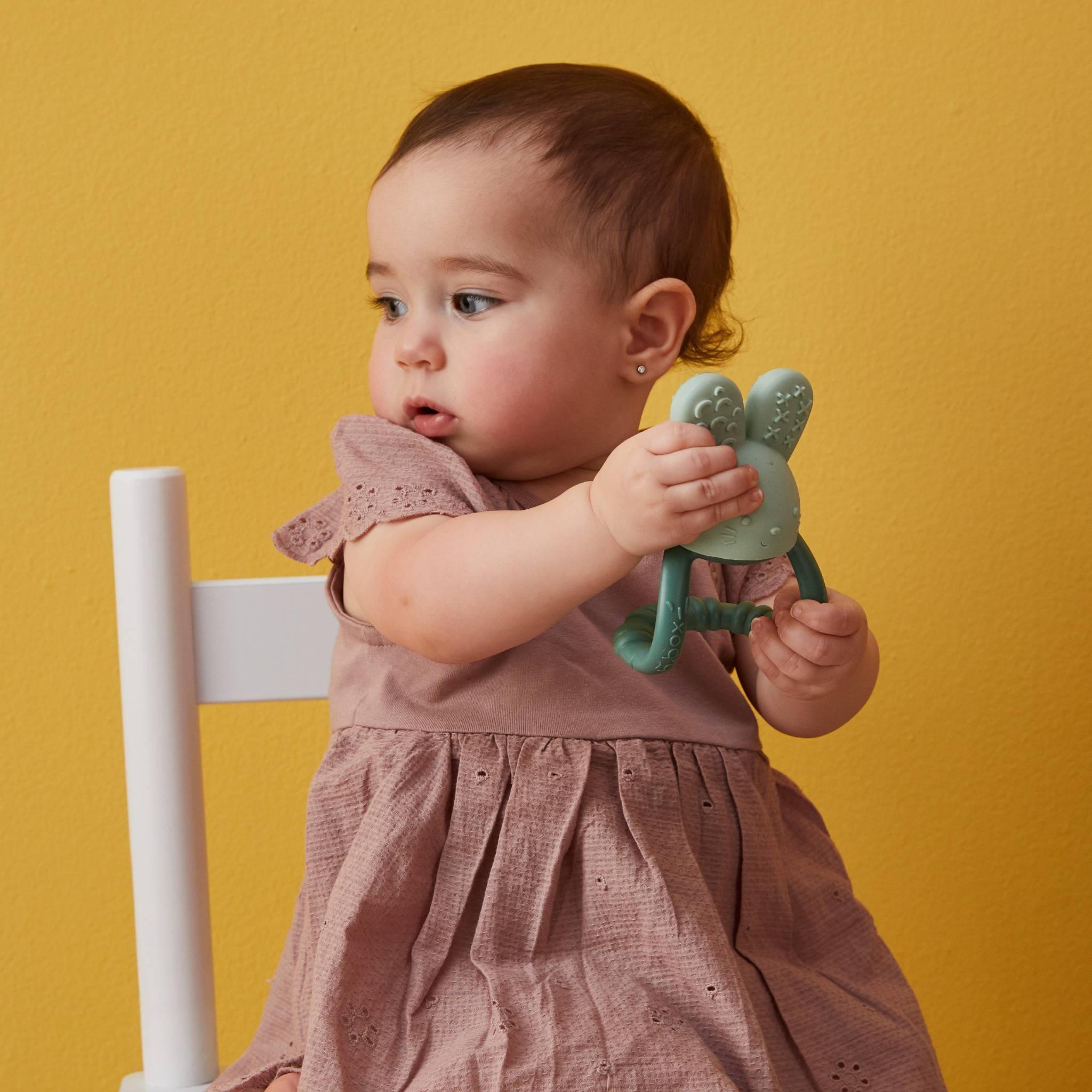 歯ぐずりを和らげるアイテム歯固め 氷を入れて冷やして使う歯固め