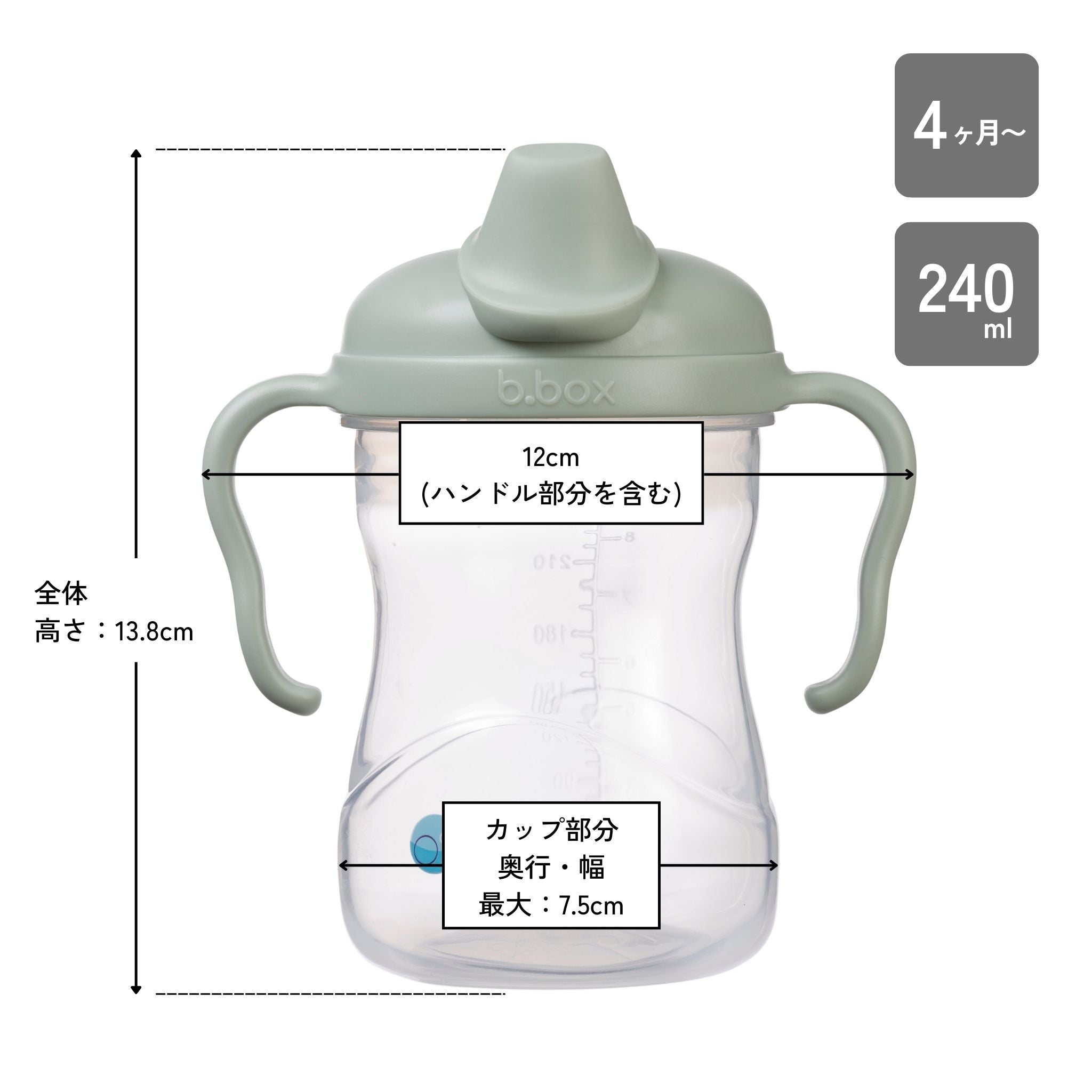ビーボックススパウトカップsageのサイズ