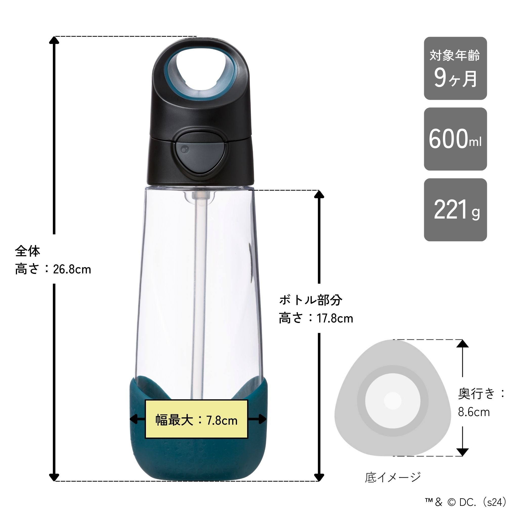 【New】トライタンドリンクボトル 600ml(プラスチック製水筒)/Tritan drink bottle 600ml - night vision