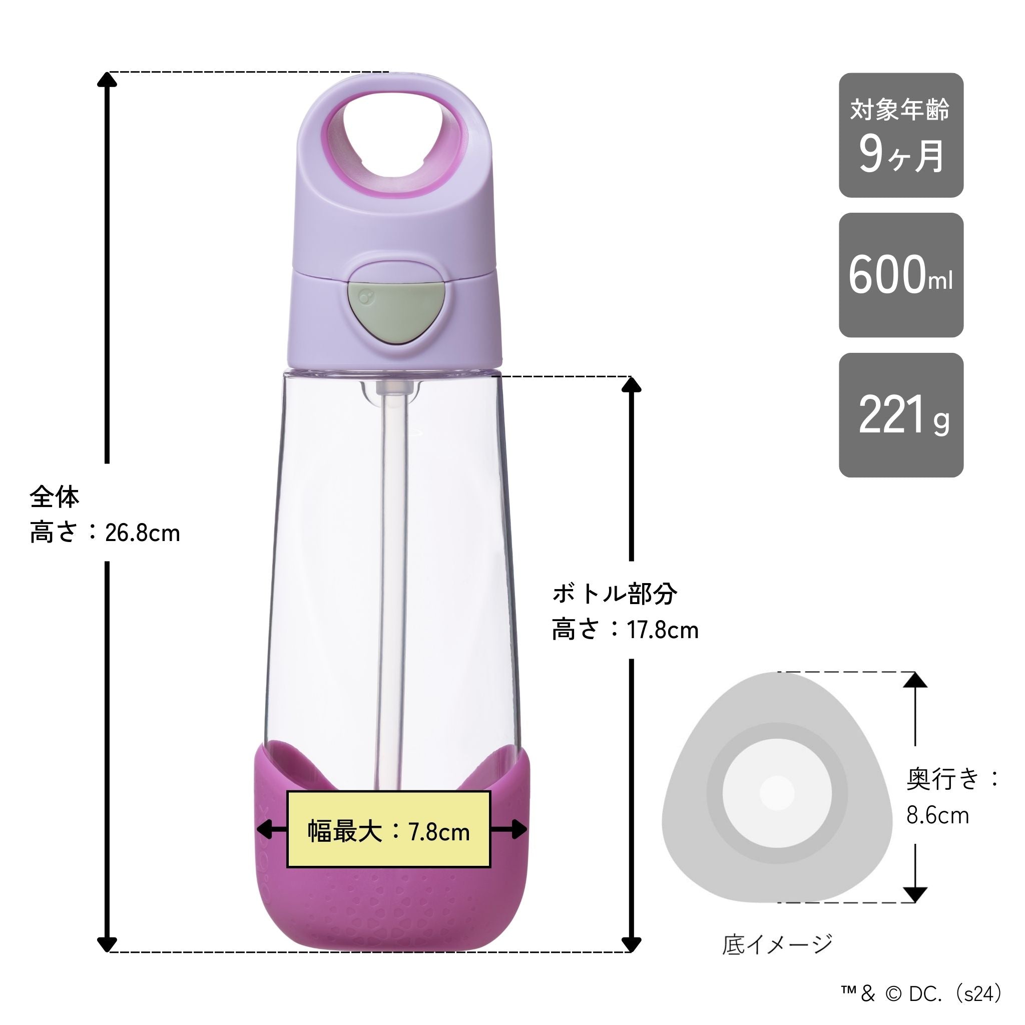 【New】トライタンドリンクボトル 600ml(プラスチック製水筒)/Tritan drink bottle 600ml - sugar plum