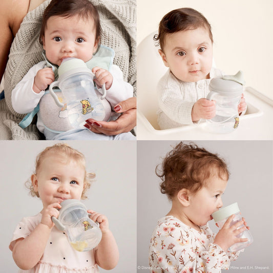 4つ飲み口をそれぞれ赤ちゃんに使用してもらっている