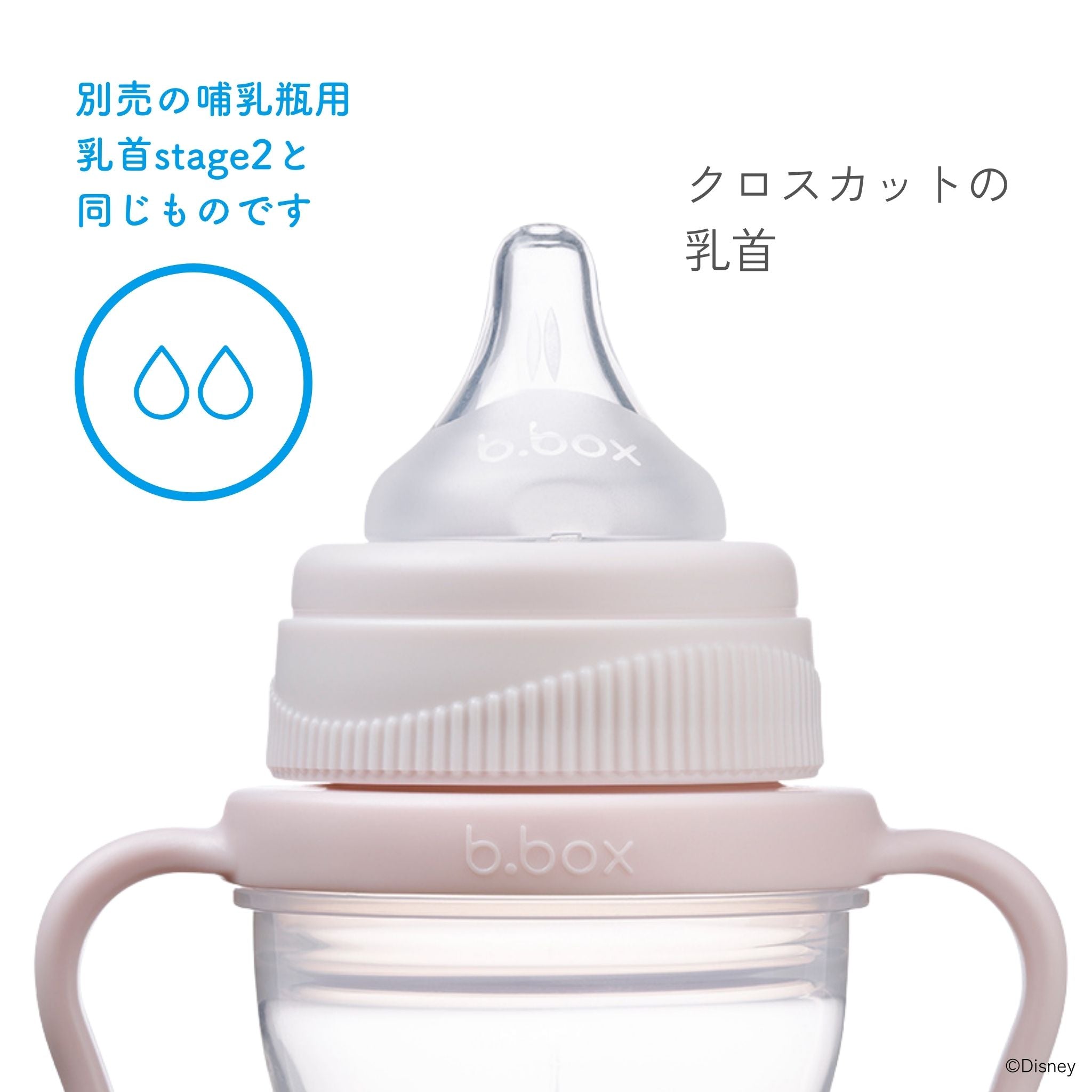 ミニーデザインのティートの説明 クロスカットの乳首
