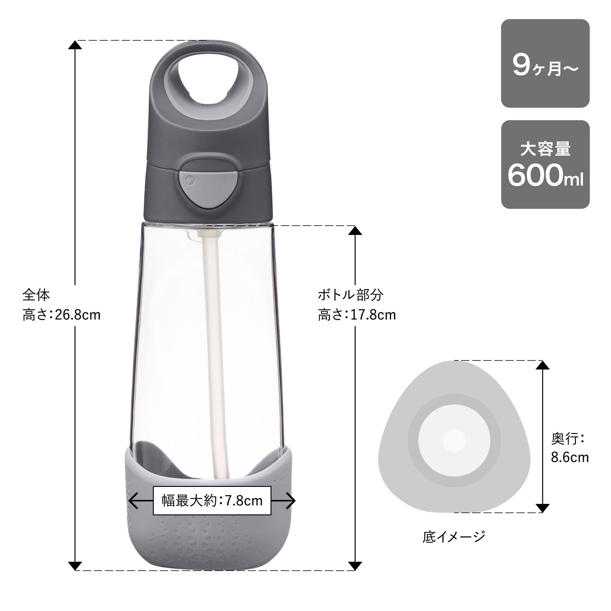 Tritan drink bottle 600mlトライタンドリンクボトル - graphite 概要