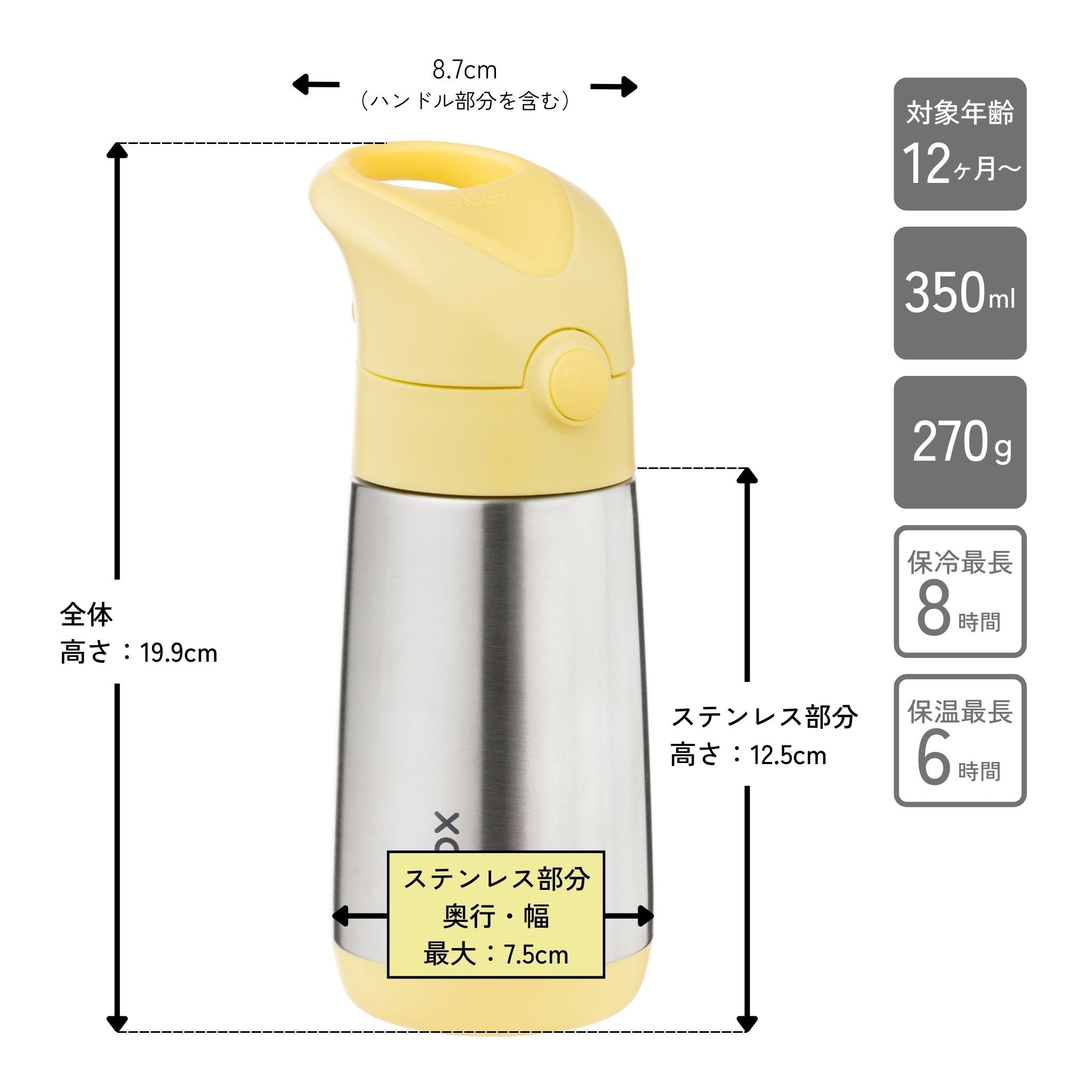 【New】ステンレスドリンクボトル 350ml（ステンレス製水筒）/Insulated drink bottle 350ml  - lemon twist