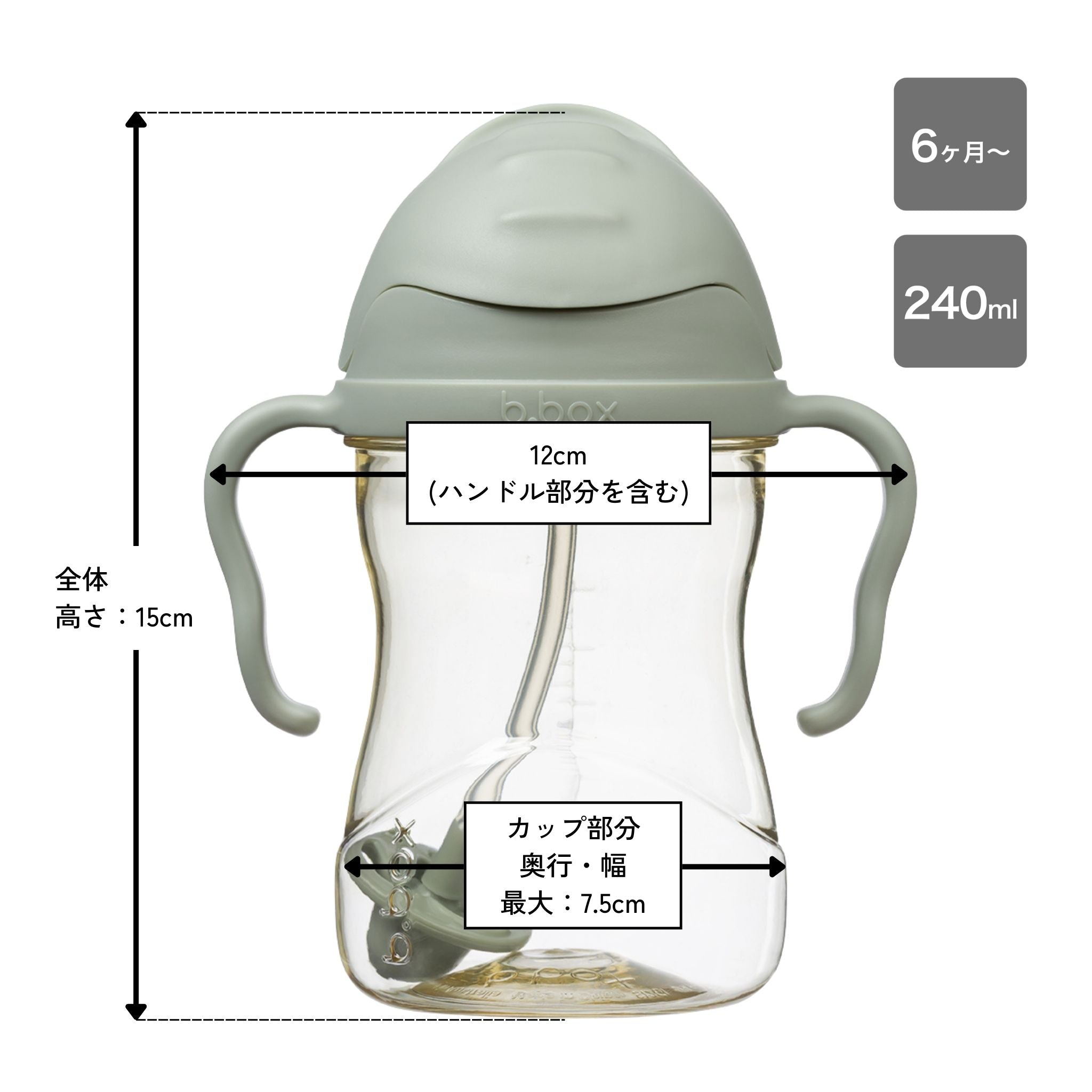 New】PPSU製シッピーカップ / PPSU sippy cup - sage