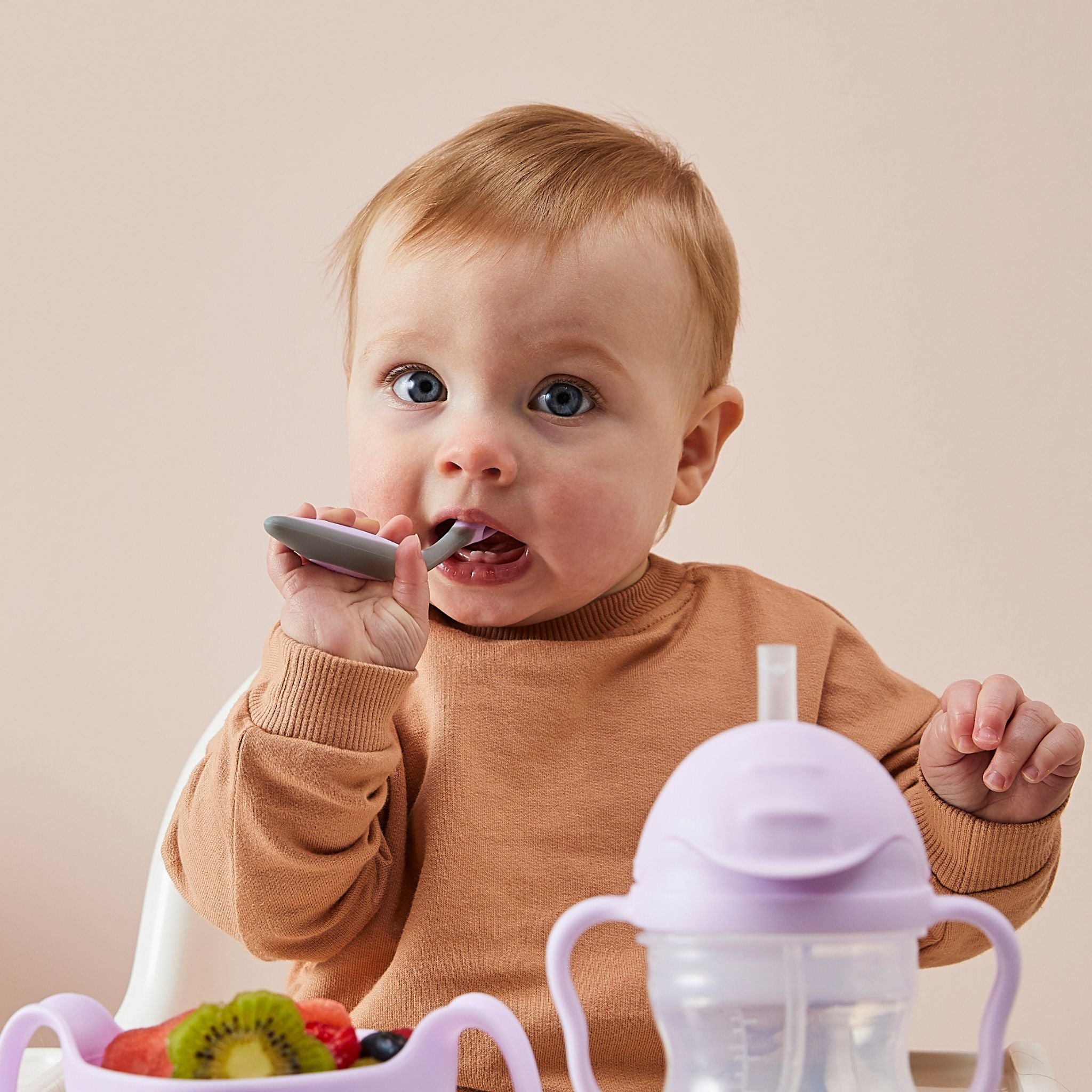 左利き対応の赤ちゃん用カトラリーセット　離乳食初期　離乳食中期に　ビーボックスのカトラリー　boysemberry