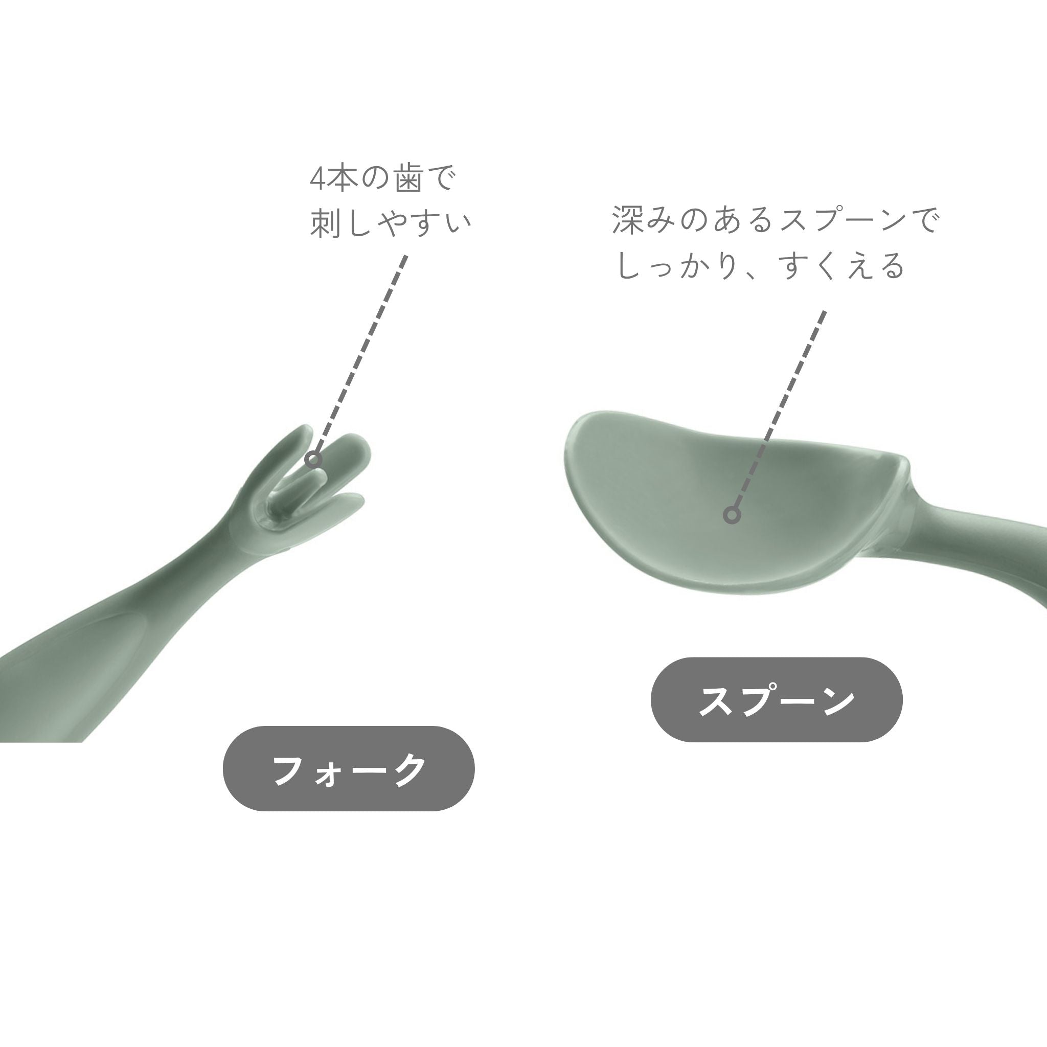 ビーボックス　カトラリーセット　すくいやすいスプーンと刺しやすい4本の歯のフォーク
