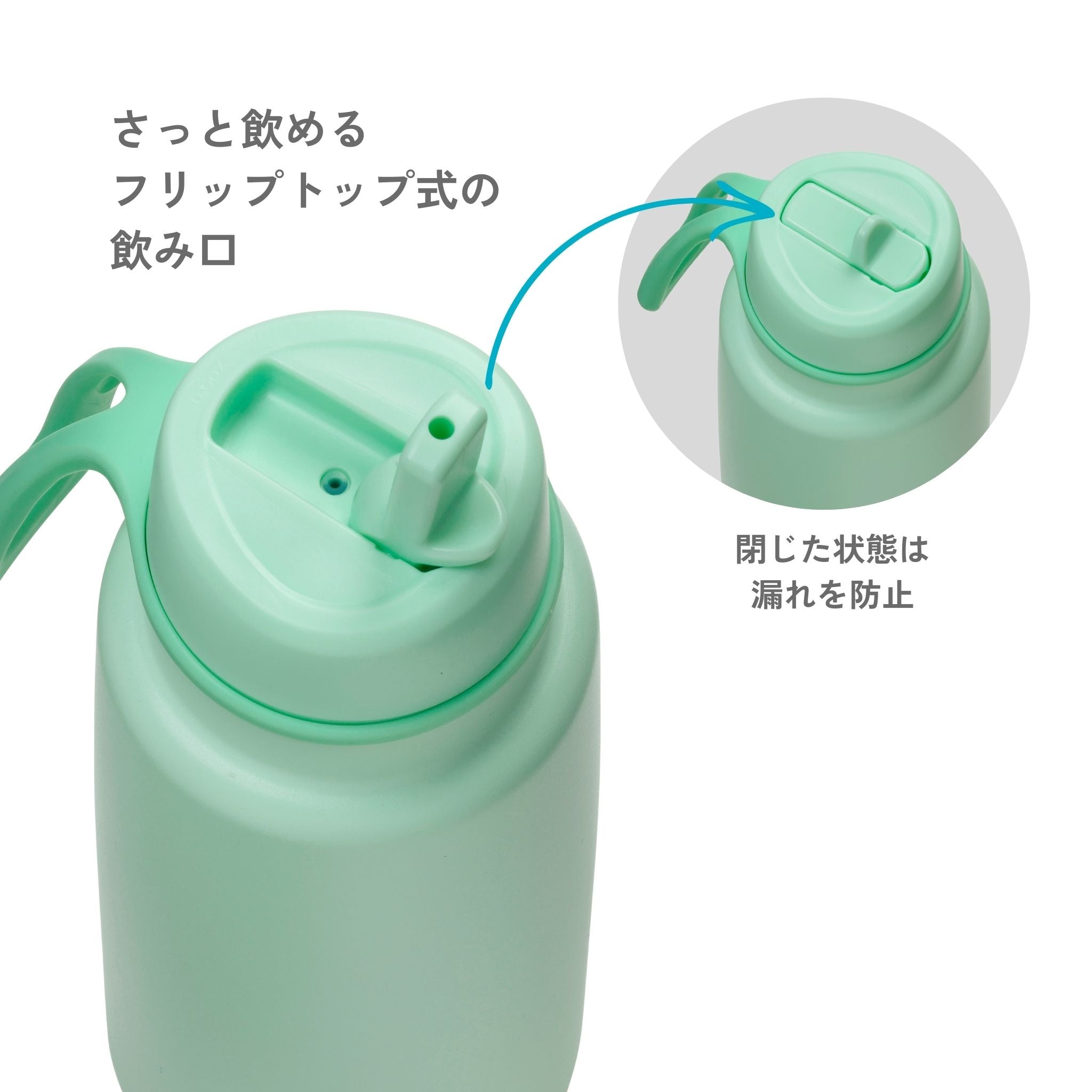 【New】フリップトップボトル 1L（ステンレス製水筒）/Insulated Flip Top Bottle 1L - spearmint