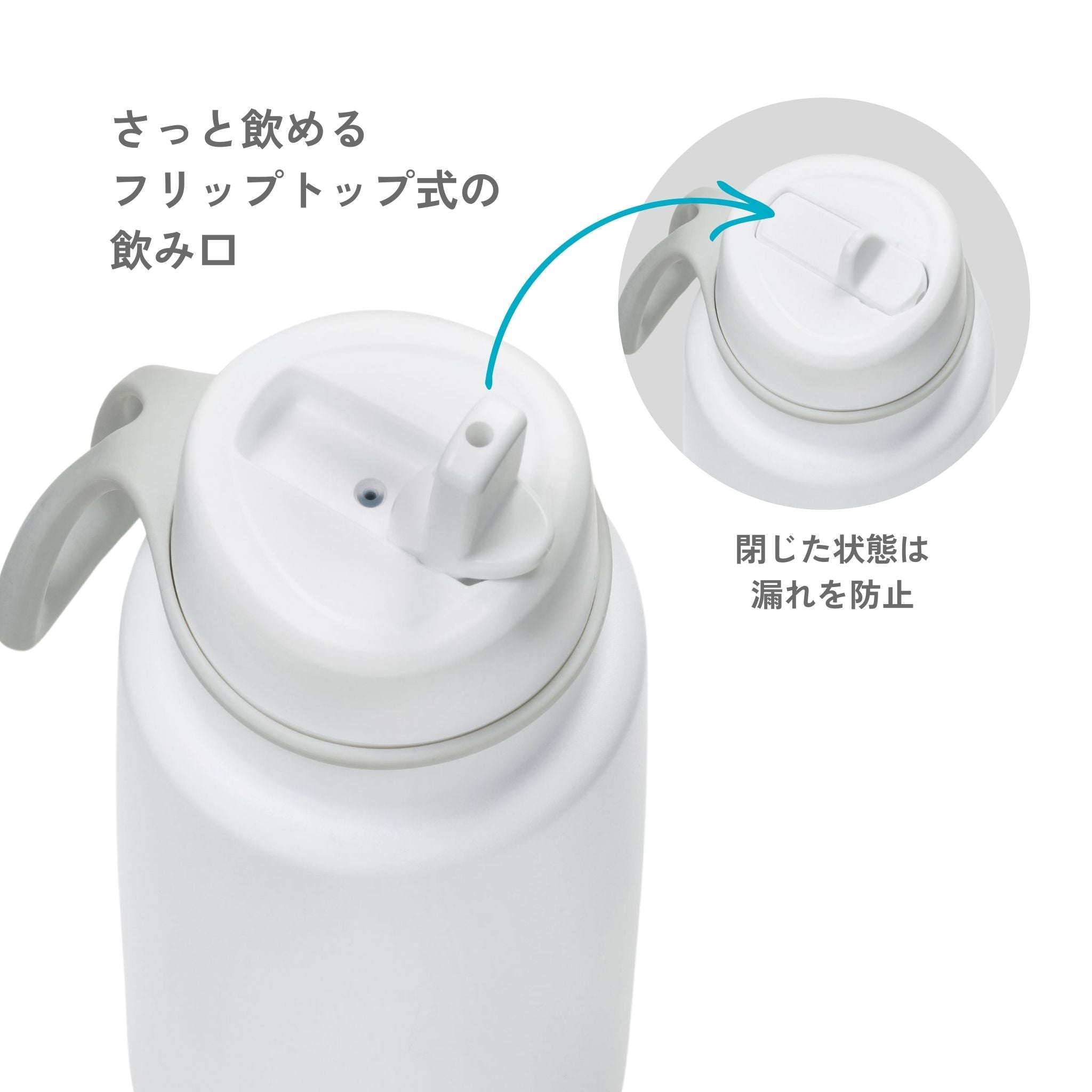 【New】フリップトップボトル 1L（ステンレス製水筒）/Insulated Flip Top Bottle 1L - white out