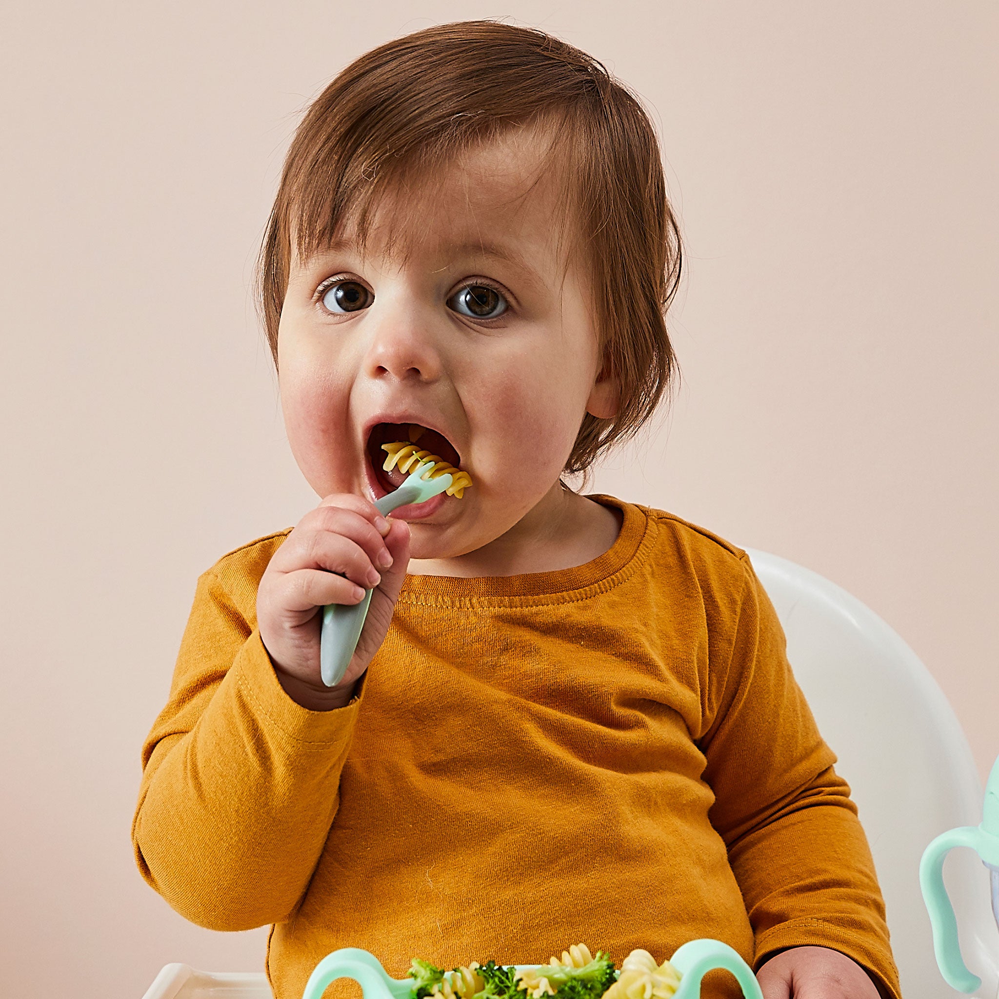 左利き対応　赤ちゃん用カトラリーセット　離乳食初期　離乳食中期に　ビーボックスのカトラリー　pistachio