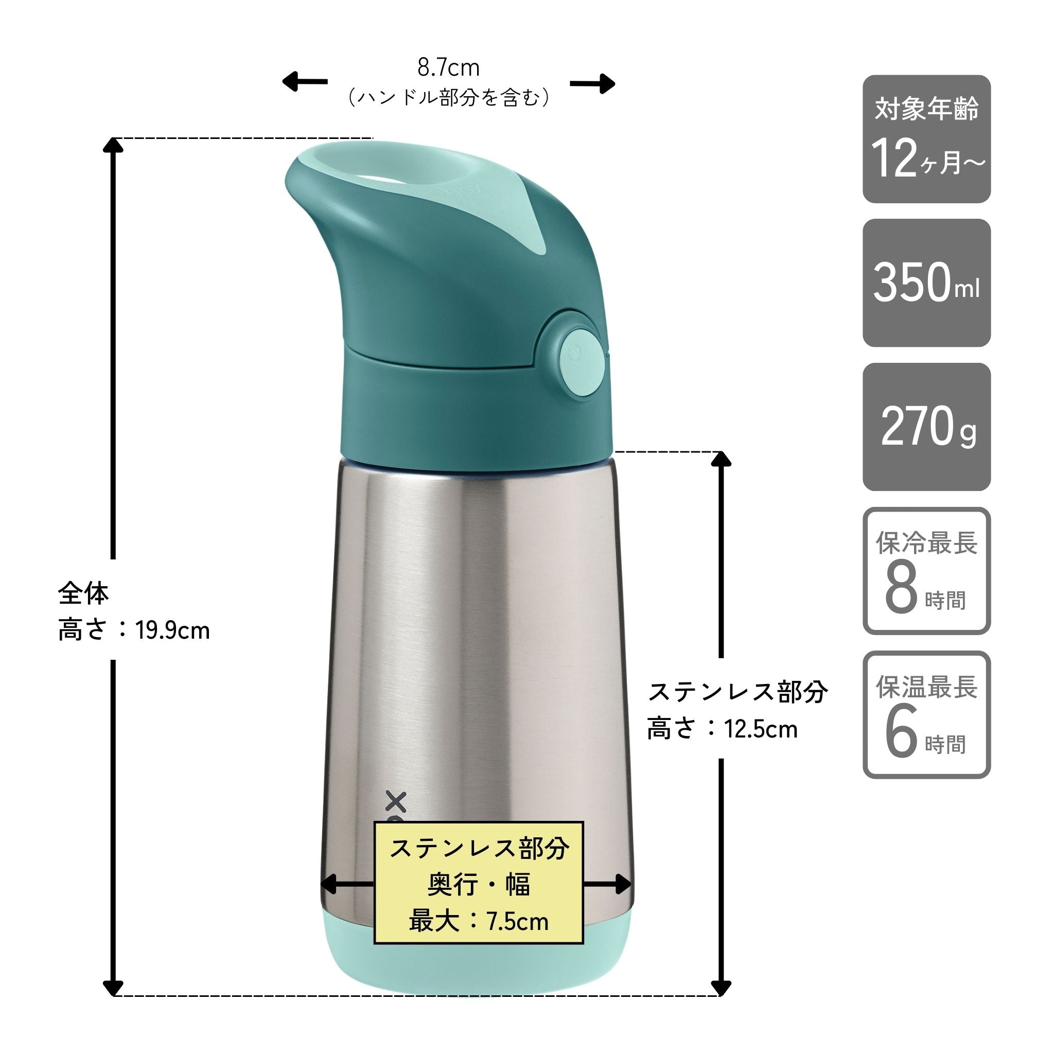 ステンレスドリンクボトル 350ml（ステンレス製水筒）/Insulated drink bottle 350ml  - emerald forest