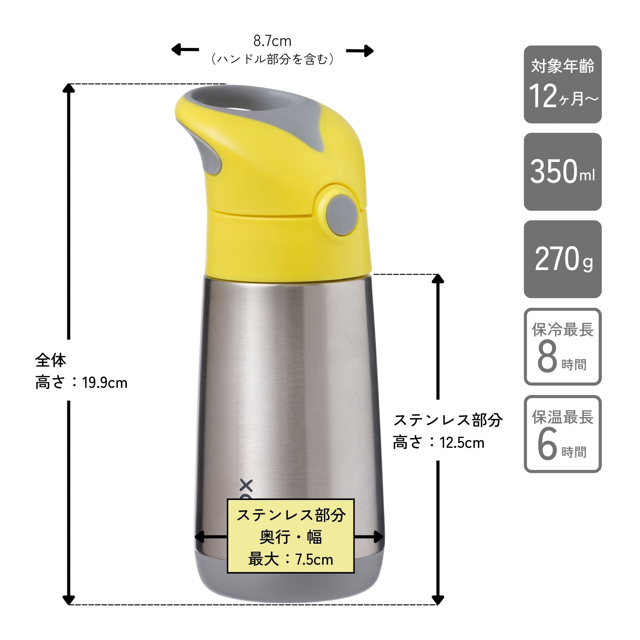 ステンレスドリンクボトル 350ml（ステンレス製水筒）/Insulated drink bottle 350ml  - lemon sherbet