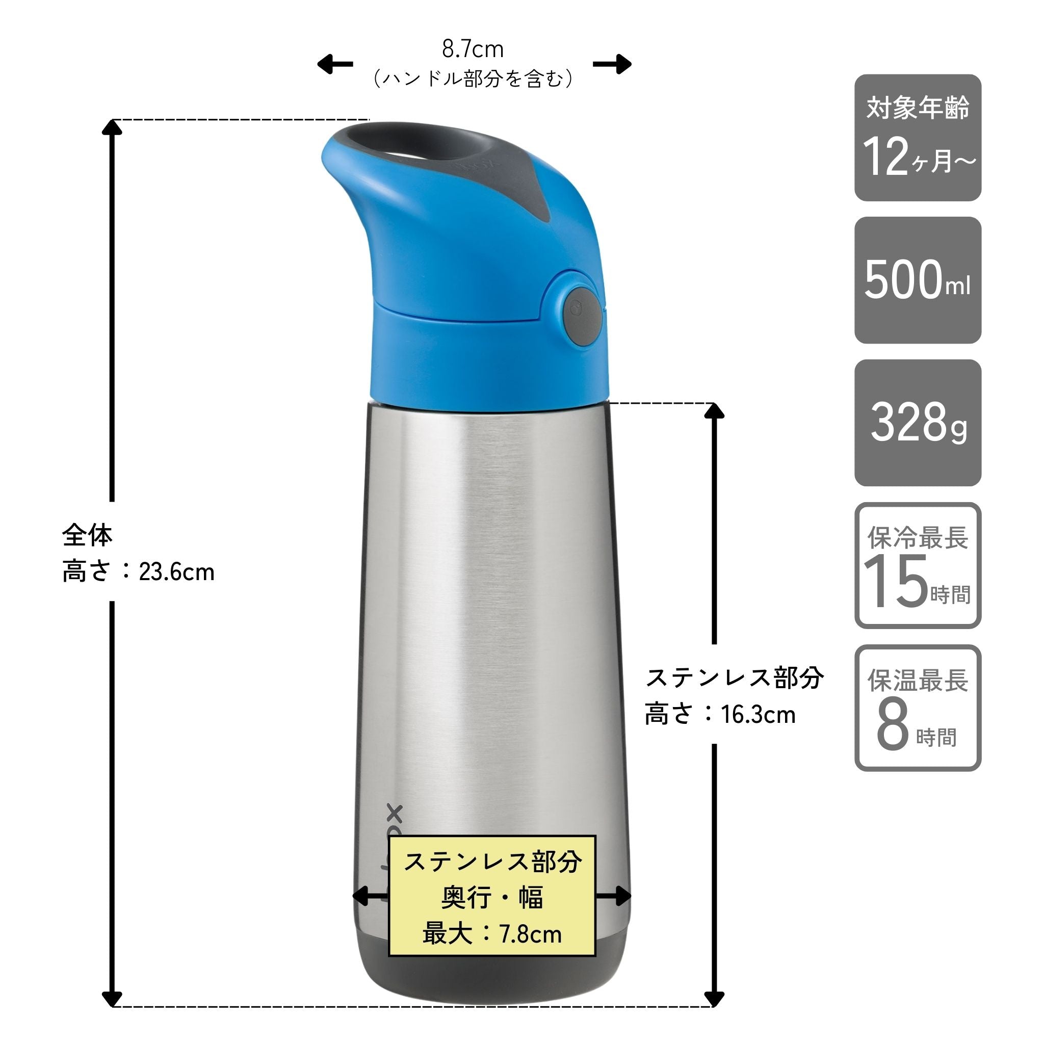 ステンレスドリンクボトル 500ml（ステンレス製水筒）/Insulated drink bottle 500ml  - blue slate