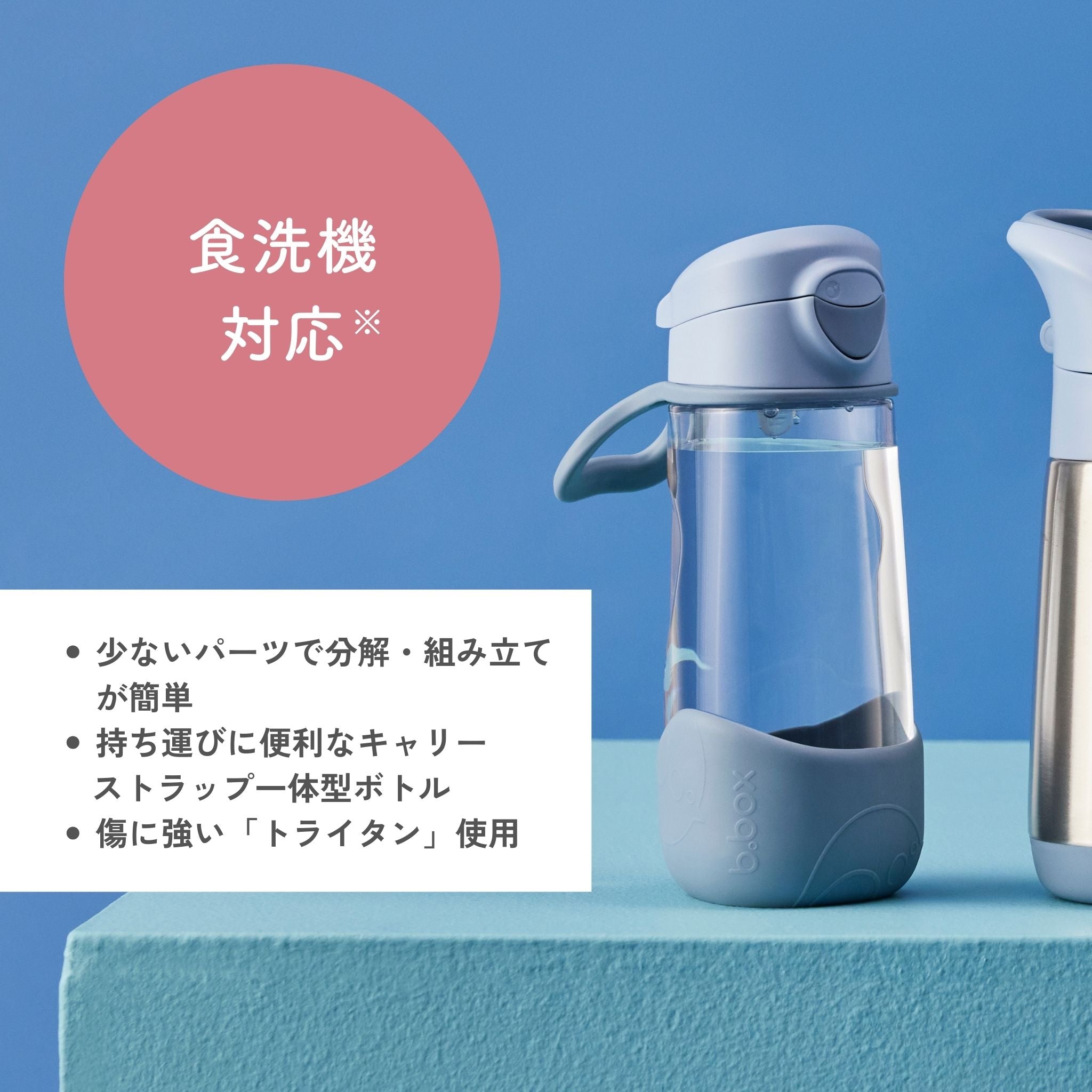 【New】スポーツスパウトボトル 600ml（プラスチック製水筒）/Sports spout bottle 600ml - blush crush