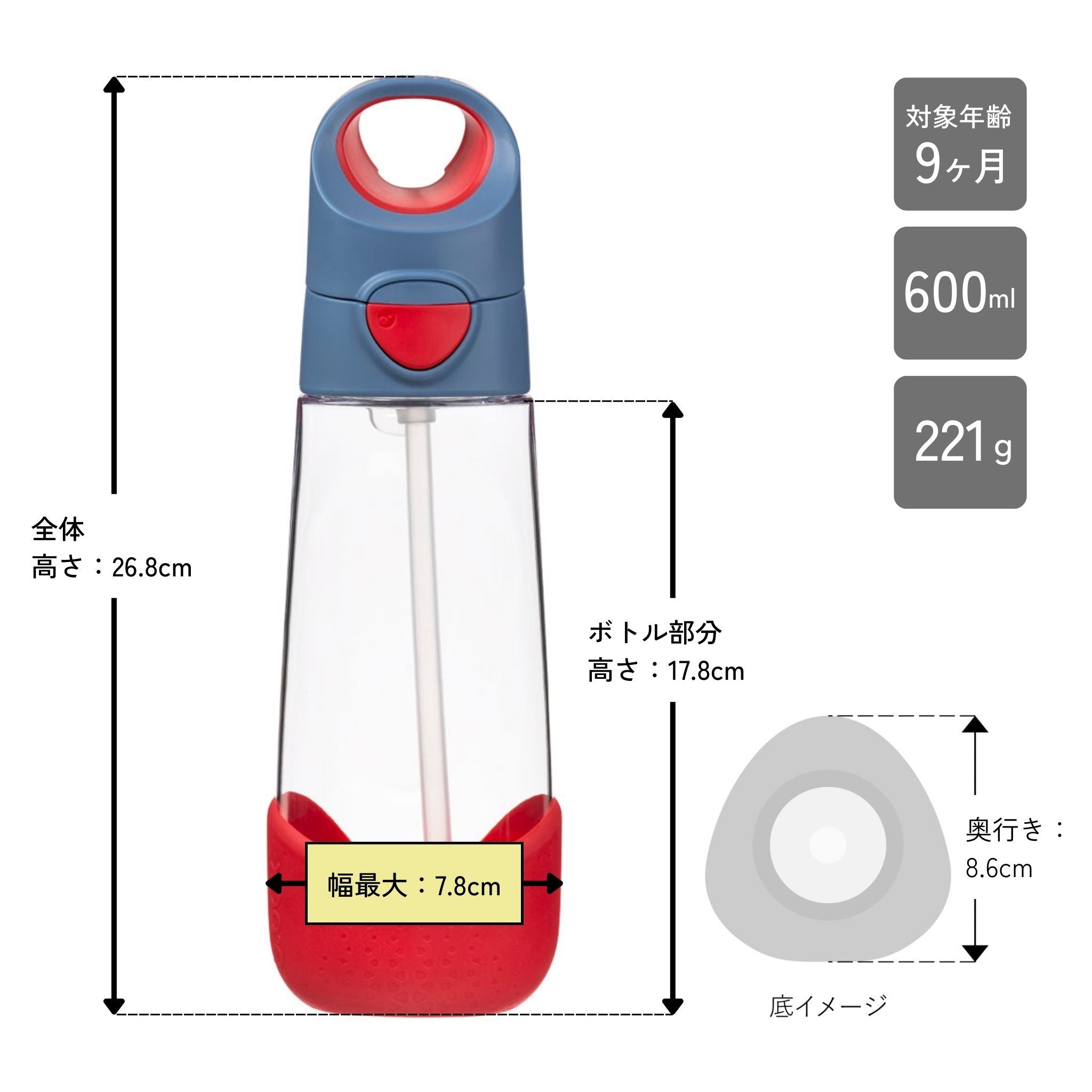 トライタンドリンクボトル 600ml（プラスチック製水筒）/Tritan drink bottle 600ml - blue blaze