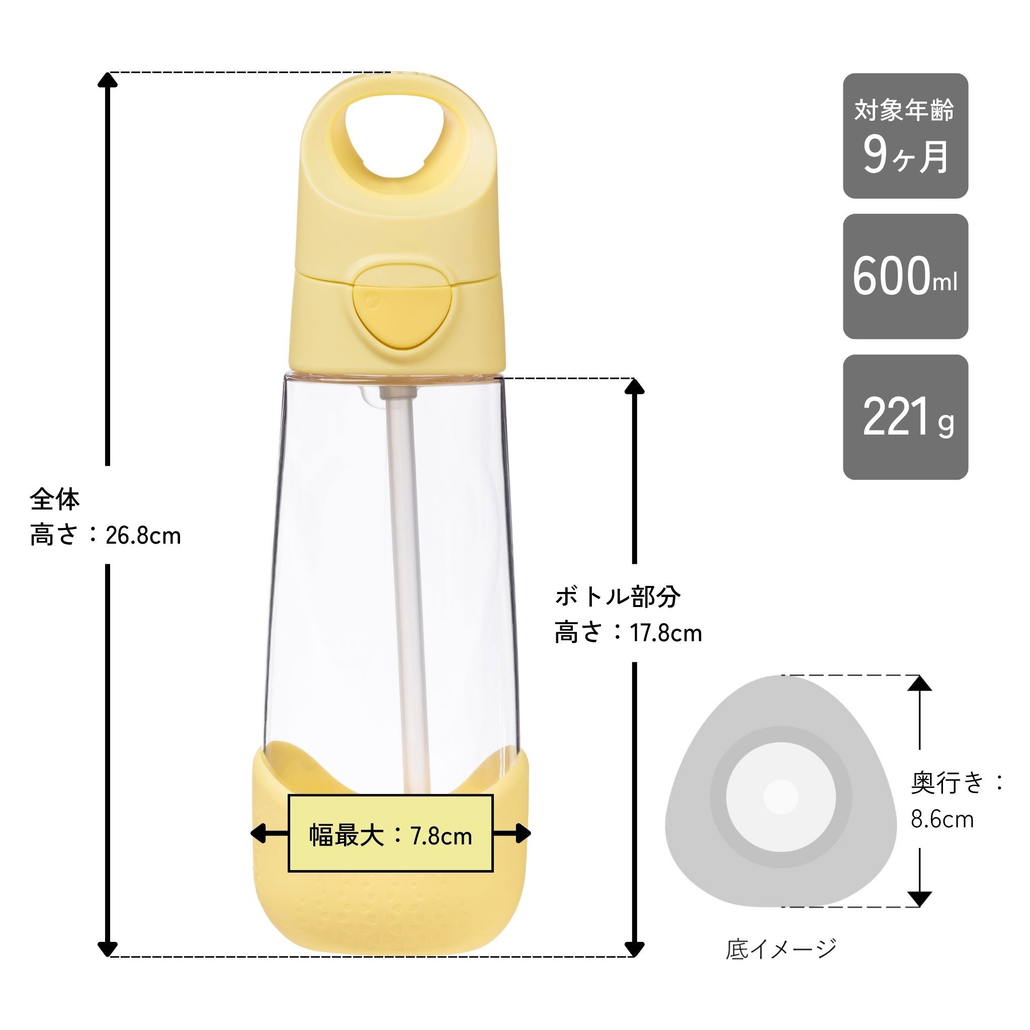 【New】トライタンドリンクボトル 600ml（プラスチック製水筒）/Tritan drink bottle 600ml - lemon twist