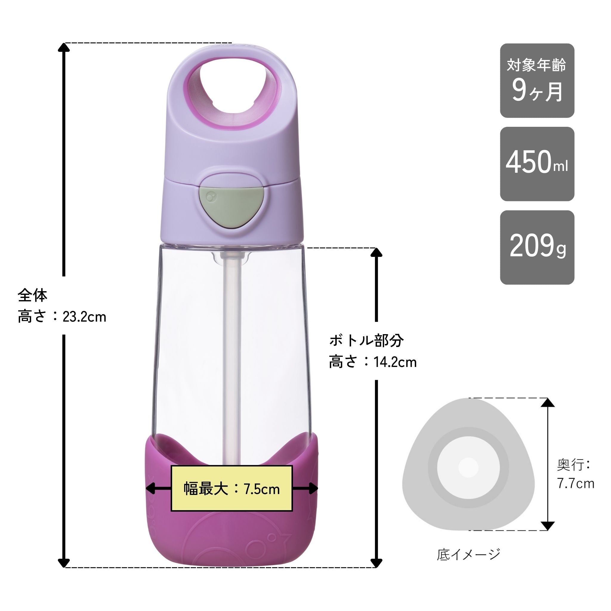 【New】トライタンドリンクボトル 450ml（プラスチック製水筒）/Tritan drink bottle 450ml - sugar plum