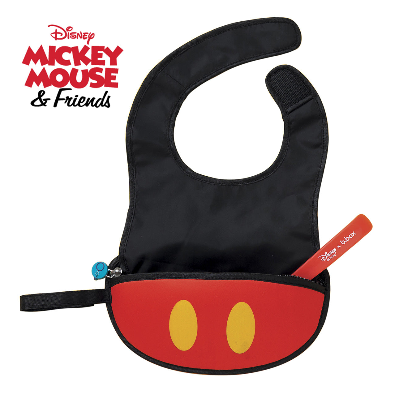 ［スプーン付き］ディズニートラベルビブ（お食事エプロン）/Disney Travel bib+flexible spoon - Mickey